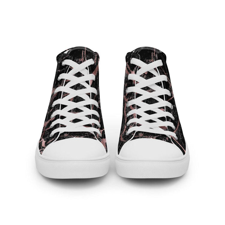 Bubble Gum Black Splatter Men’s High Top Canvas Shoes - MessyBunFun - Your Destination for Stylish Unisex Clothing, Tops and bottoms - MessyBunFun.com