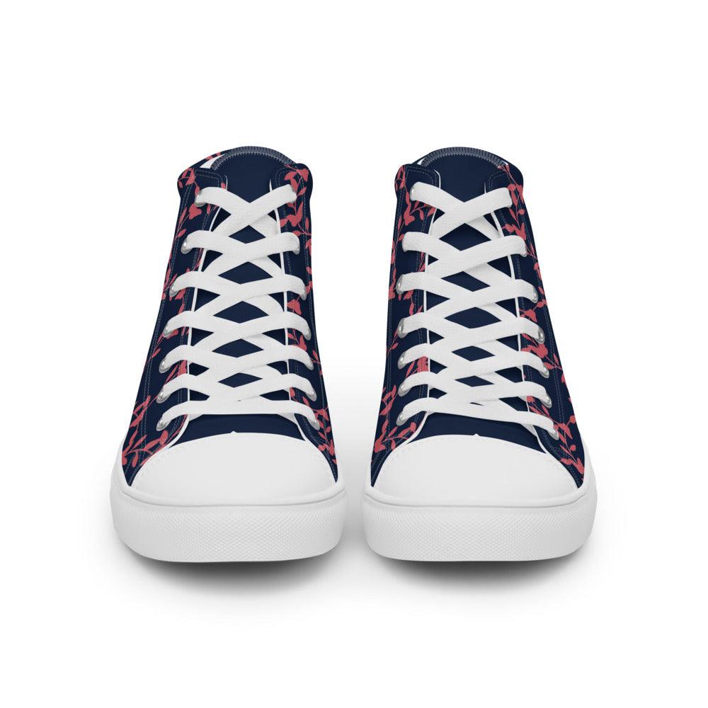 Red Vines on Black Men’s High Top Canvas Shoes - MessyBunFun - Your Destination for Stylish Unisex Clothing, Tops and bottoms - MessyBunFun.com