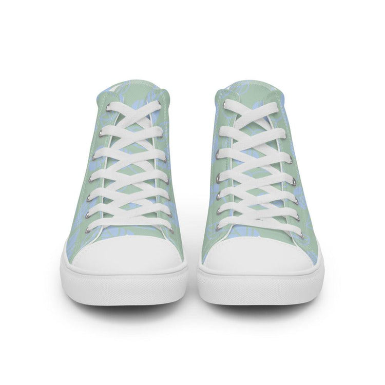 Monstera Blue Men’s High Top Canvas Shoes