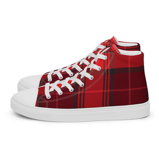 Red Buffalo Plaid Men’s High Top Canvas Shoes