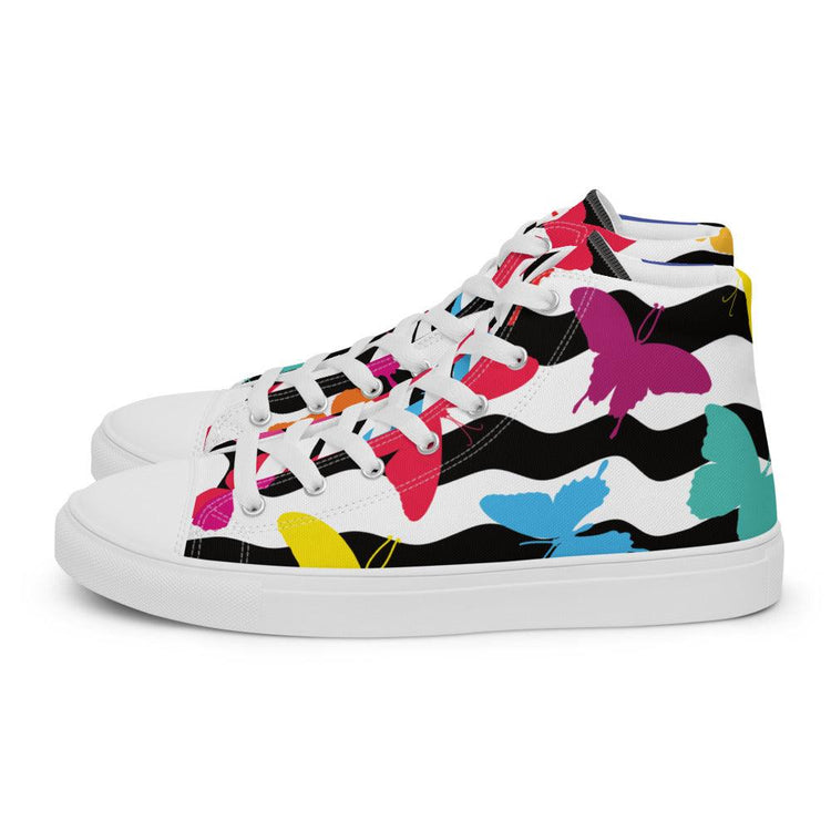 Butterfly Zig Zag Men’s High Top Canvas Shoes - MessyBunFun - Your Destination for Stylish Unisex Clothing, Tops and bottoms - MessyBunFun.com