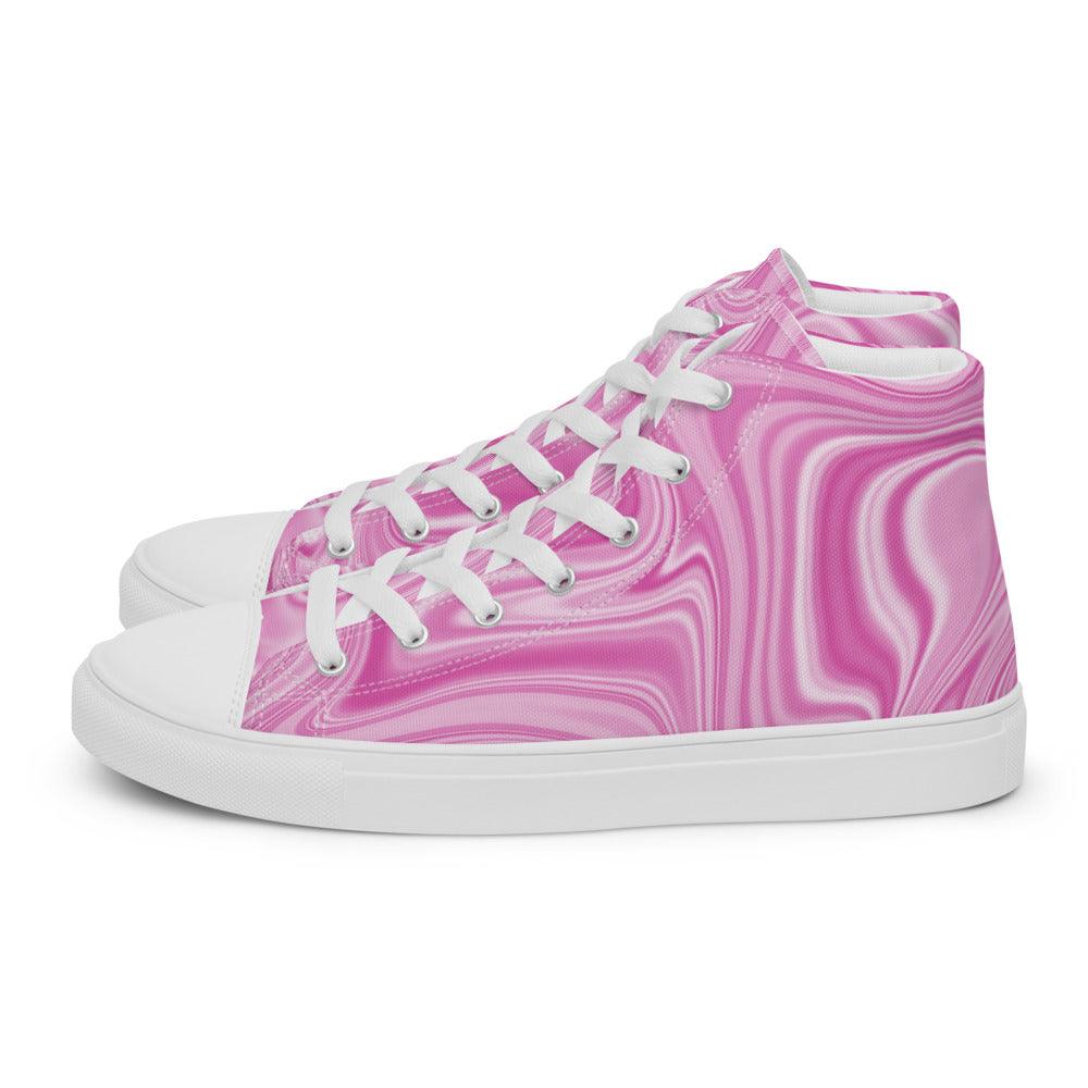 Pink Watermark Men’s High Top Canvas Shoes