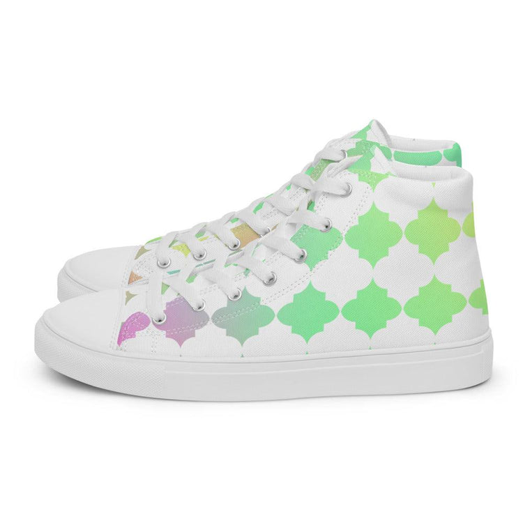 Moroccan Madness Men’s High Top Canvas Shoes - MessyBunFun - Your Destination for Stylish Unisex Clothing, Tops and bottoms - MessyBunFun.com