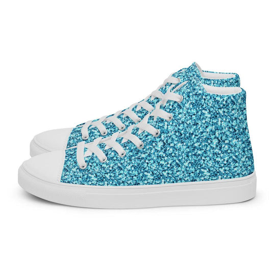 Chunky Teal Glitter Men’s High Top Canvas Shoes - MessyBunFun - Your Destination for Stylish Unisex Clothing, Tops and bottoms - MessyBunFun.com