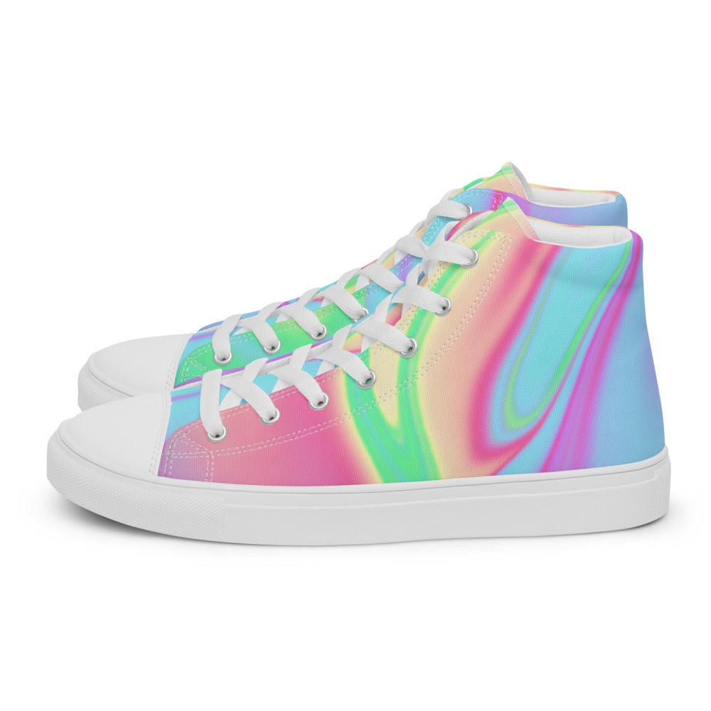 Tie-Dye Multi Swirl Men’s High Top Canvas Shoes - MessyBunFun - Your Destination for Stylish Unisex Clothing, Tops and bottoms - MessyBunFun.com