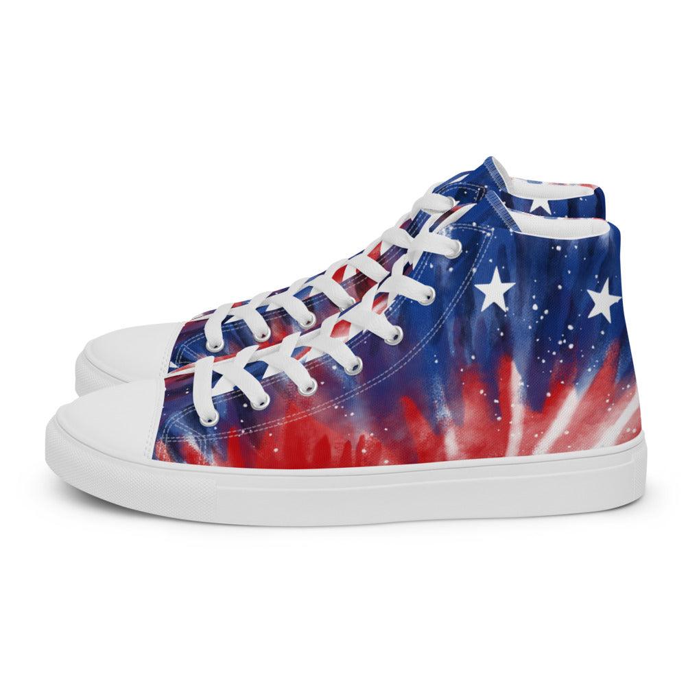 Celebrate USA Men’s High Top Canvas Shoes - MessyBunFun - Your Destination for Stylish Unisex Clothing, Tops and bottoms - MessyBunFun.com