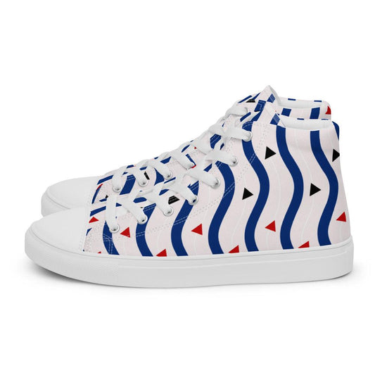 Triangle and Waves Men’s High Top Canvas Shoes