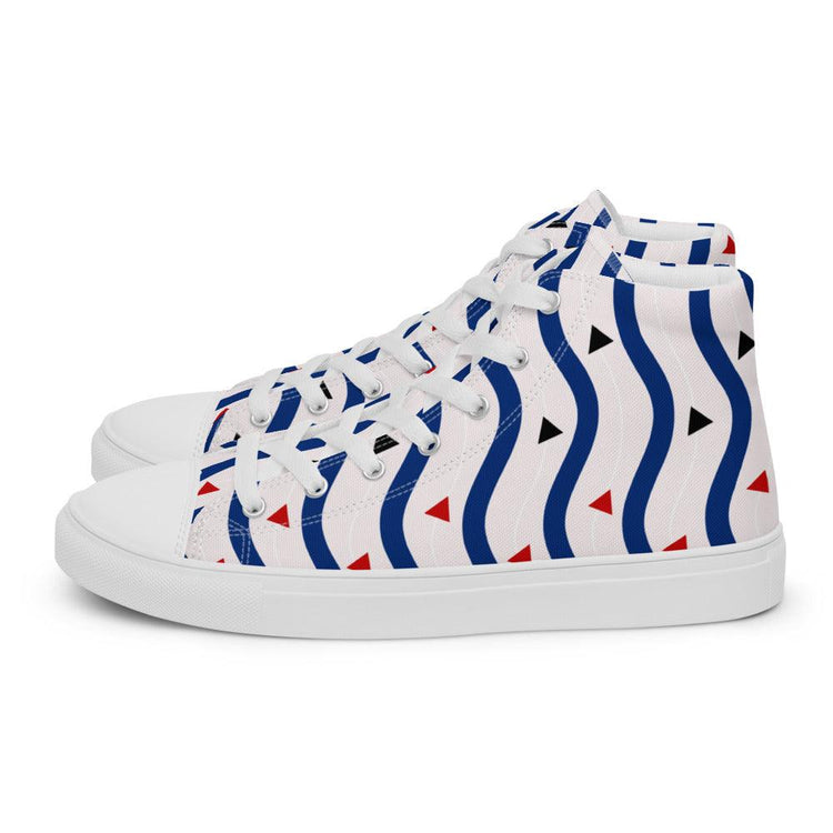 Triangle and Waves Men’s High Top Canvas Shoes - MessyBunFun - Your Destination for Stylish Unisex Clothing, Tops and bottoms - MessyBunFun.com