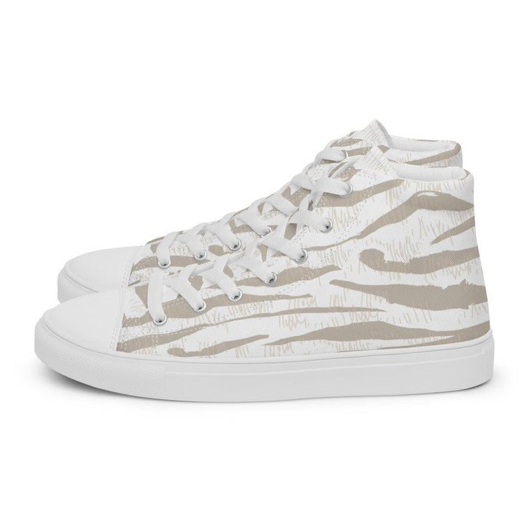 Muted Tiger Men’s High Top Canvas Shoes - MessyBunFun - Your Destination for Stylish Unisex Clothing, Tops and bottoms - MessyBunFun.com