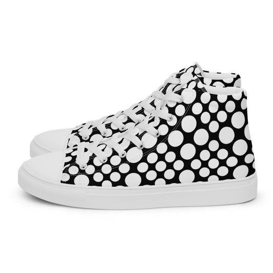 Black and White Circles Men’s High Top Canvas Shoes