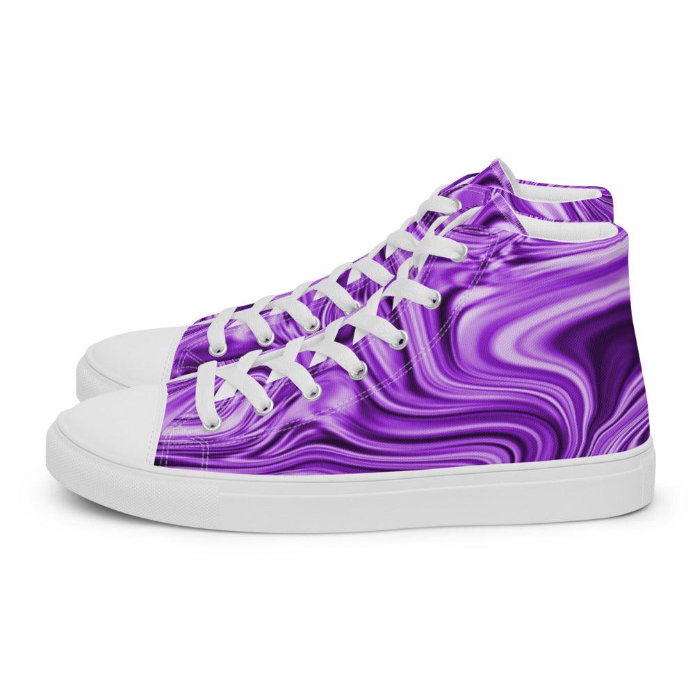 Purple Marble Men’s High Top Canvas Shoes - MessyBunFun - Your Destination for Stylish Unisex Clothing, Tops and bottoms - MessyBunFun.com