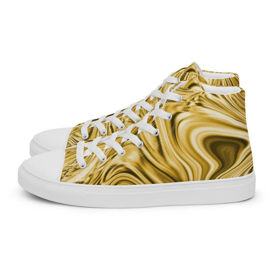 Gold Marble Men’s High Top Canvas Shoes - MessyBunFun - Your Destination for Stylish Unisex Clothing, Tops and bottoms - MessyBunFun.com