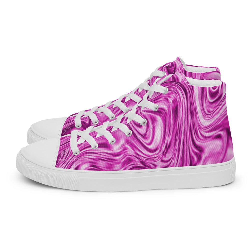 Pink Marble Men’s High Top Canvas Shoes - MessyBunFun - Your Destination for Stylish Unisex Clothing, Tops and bottoms - MessyBunFun.com