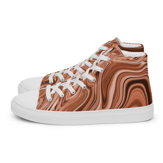 Burnt Orange Marble Men’s High Top Canvas Shoes - MessyBunFun - Your Destination for Stylish Unisex Clothing, Tops and bottoms - MessyBunFun.com