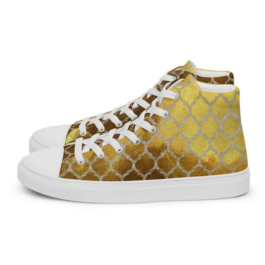 Golden Morocco Men’s High Top Canvas Shoes - MessyBunFun - Your Destination for Stylish Unisex Clothing, Tops and bottoms - MessyBunFun.com