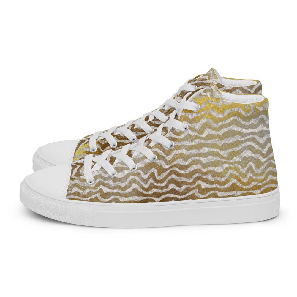 Golden Static Men’s High Top Canvas Shoes - MessyBunFun - Your Destination for Stylish Unisex Clothing, Tops and bottoms - MessyBunFun.com