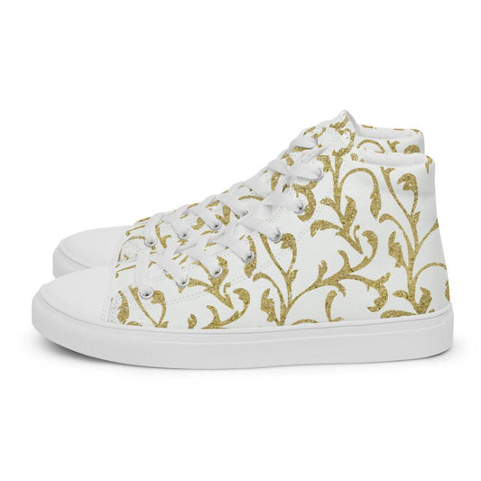 Scrolls of Gold Men’s High Top Canvas Shoes - MessyBunFun - Your Destination for Stylish Unisex Clothing, Tops and bottoms - MessyBunFun.com