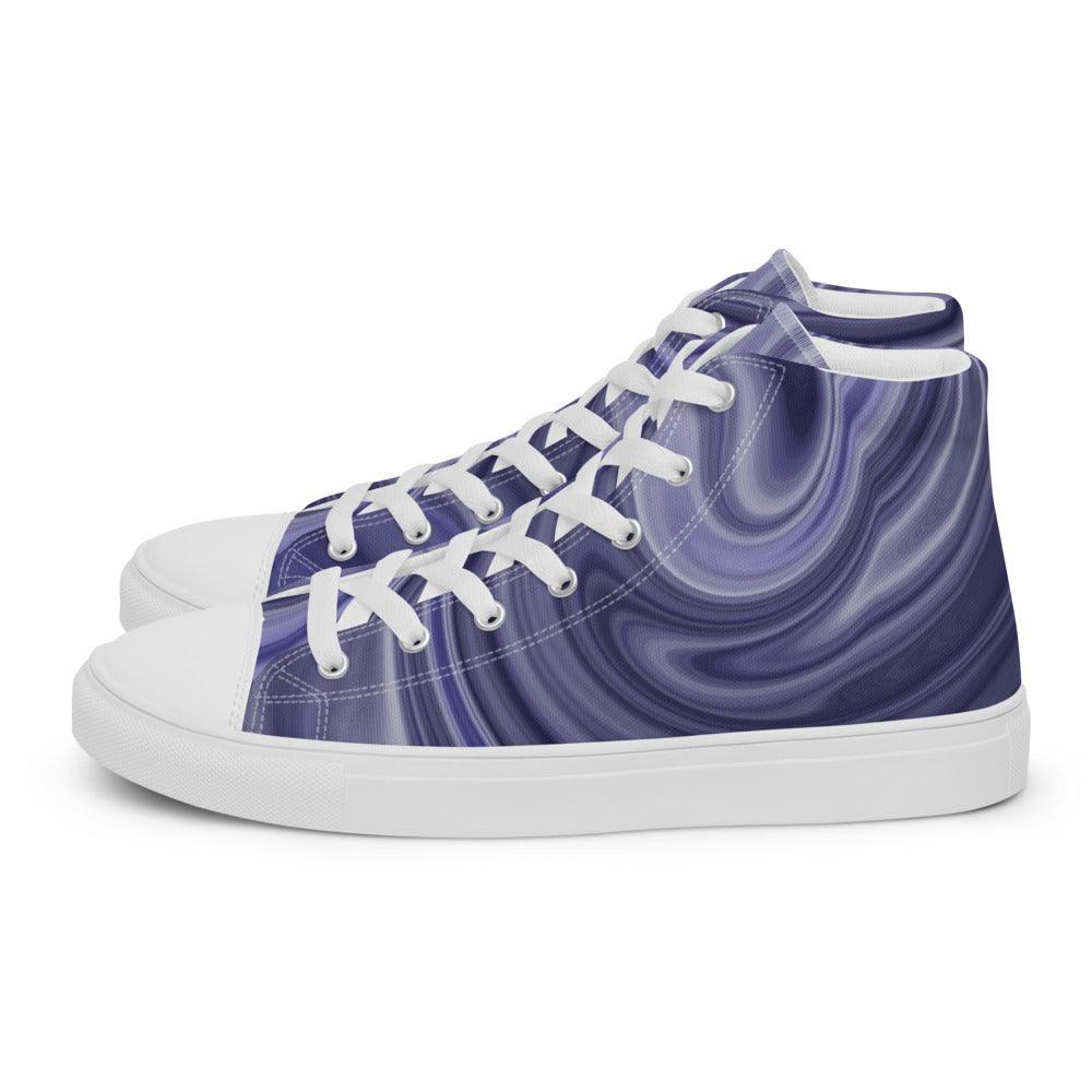 Navy Marble Men’s High Top Canvas Shoes - MessyBunFun - Your Destination for Stylish Unisex Clothing, Tops and bottoms - MessyBunFun.com