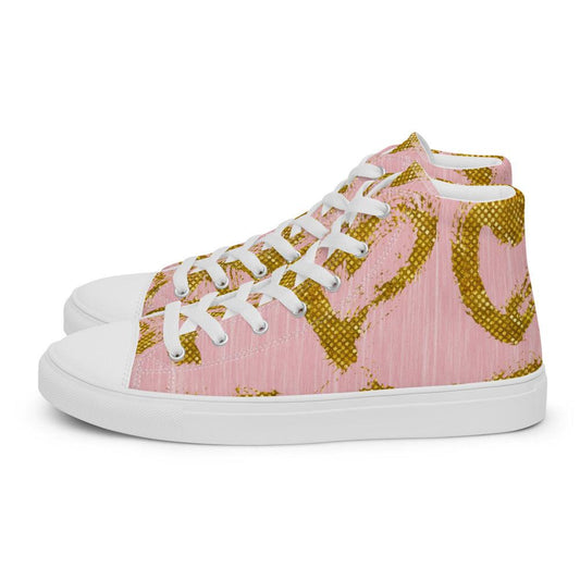 Gold Hearts Men’s High Top Canvas Shoes