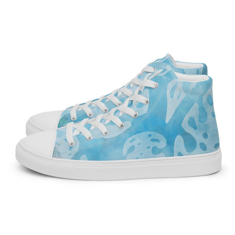 Teal Monstera Men’s High Top Canvas Shoes