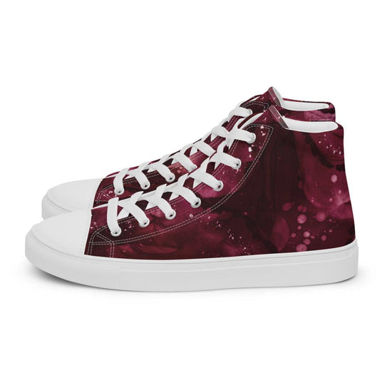 Maroon Madness Men’s High Top Canvas Shoes - MessyBunFun - Your Destination for Stylish Unisex Clothing, Tops and bottoms - MessyBunFun.com