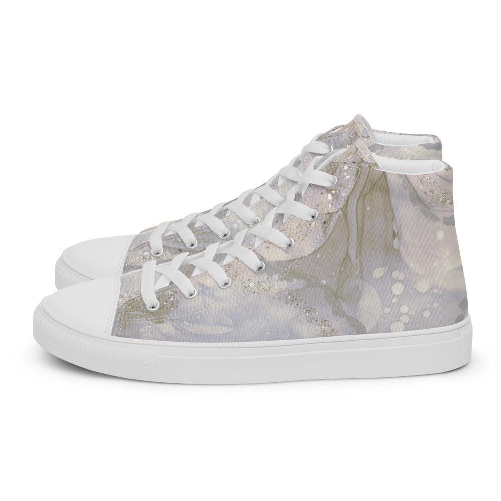 Silver Madness Men’s High Top Canvas Shoes - MessyBunFun - Your Destination for Stylish Unisex Clothing, Tops and bottoms - MessyBunFun.com