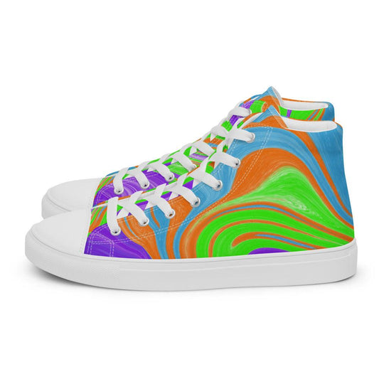 Neon Spill Men’s High Top Canvas Shoes - MessyBunFun - Your Destination for Stylish Unisex Clothing, Tops and bottoms - MessyBunFun.com