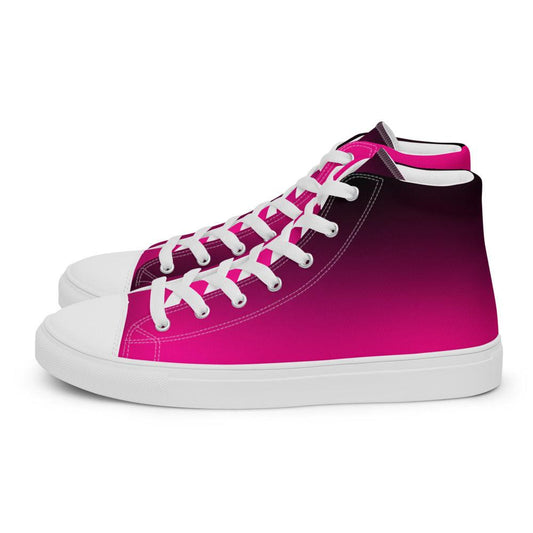 Gradient Pink to Black Men’s High Top Canvas Shoes - MessyBunFun - Your Destination for Stylish Unisex Clothing, Tops and bottoms - MessyBunFun.com