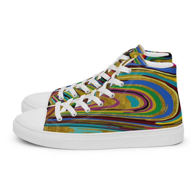 Multi Swirl Men’s High Top Canvas Shoes - MessyBunFun - Your Destination for Stylish Unisex Clothing, Tops and bottoms - MessyBunFun.com