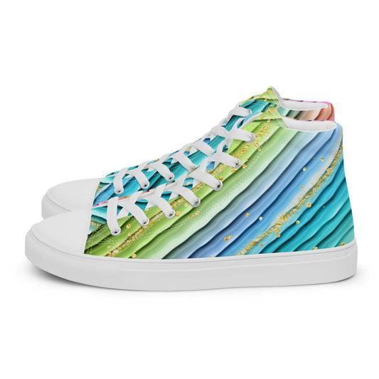 Pleats of Color Men’s High Top Canvas Shoes - MessyBunFun - Your Destination for Stylish Unisex Clothing, Tops and bottoms - MessyBunFun.com