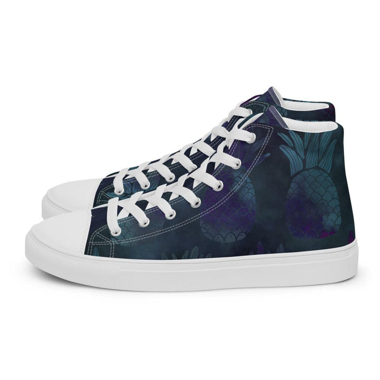 Teal Pineapple Men’s High Top Canvas Shoes - MessyBunFun - Your Destination for Stylish Unisex Clothing, Tops and bottoms - MessyBunFun.com