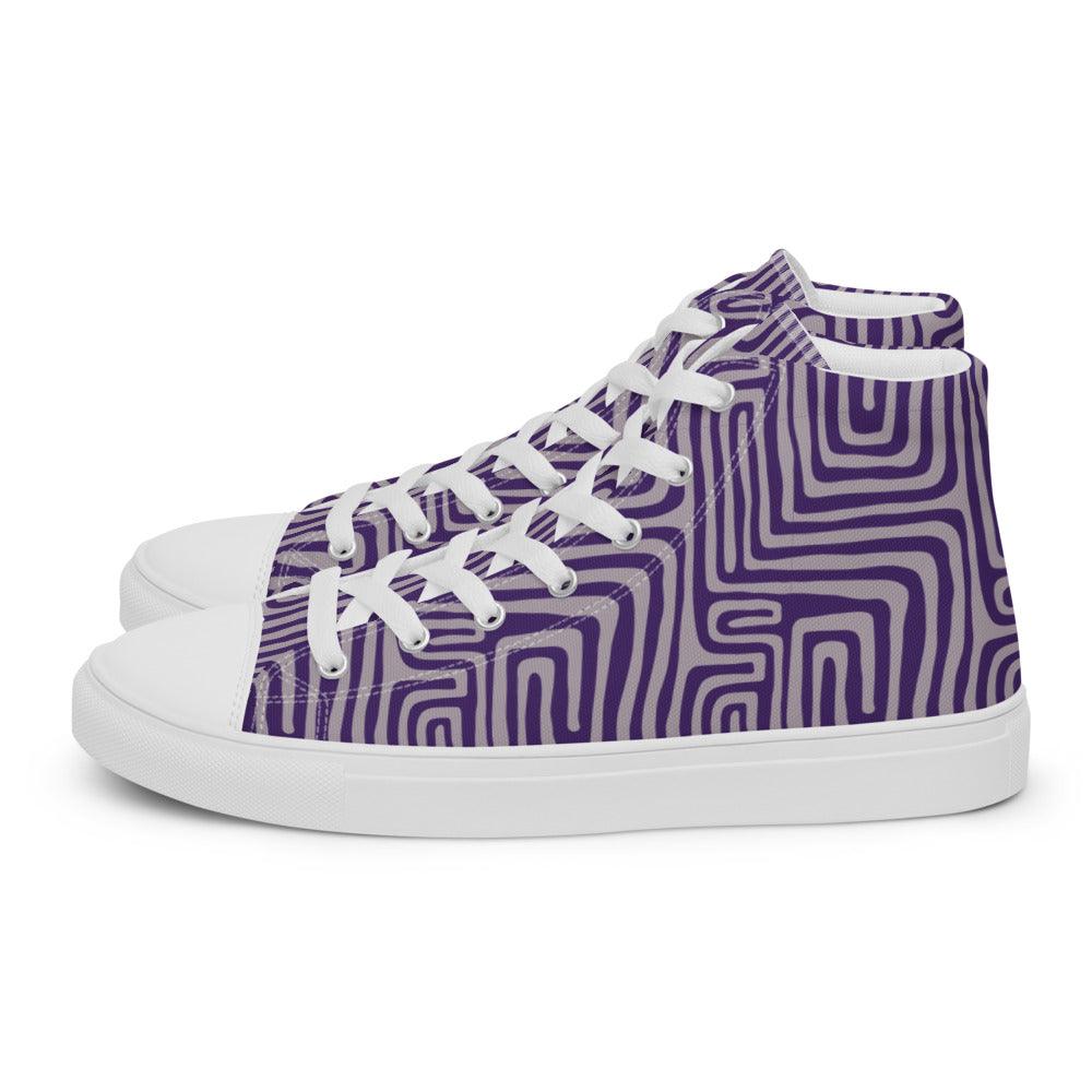 Purple Maze Men’s High Top Canvas Shoes - MessyBunFun - Your Destination for Stylish Unisex Clothing, Tops and bottoms - MessyBunFun.com