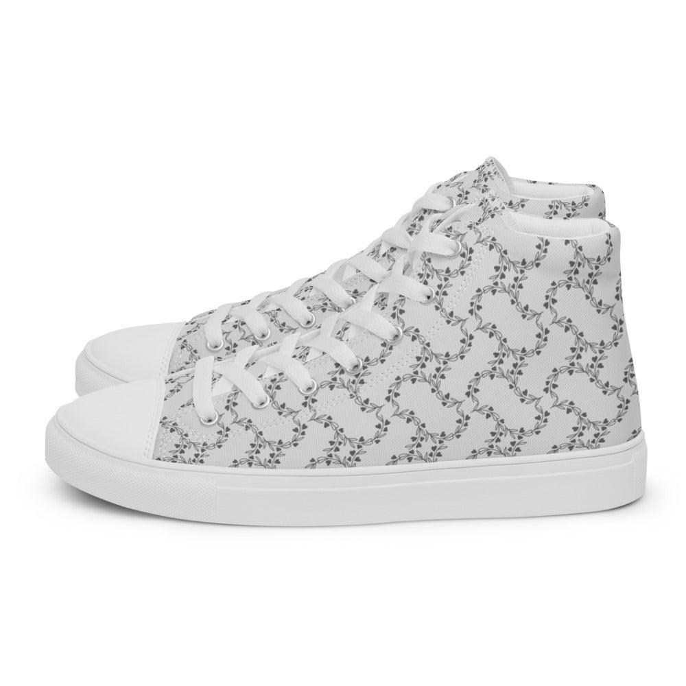 White Vines Men’s High Top Canvas Shoes - MessyBunFun - Your Destination for Stylish Unisex Clothing, Tops and bottoms - MessyBunFun.com