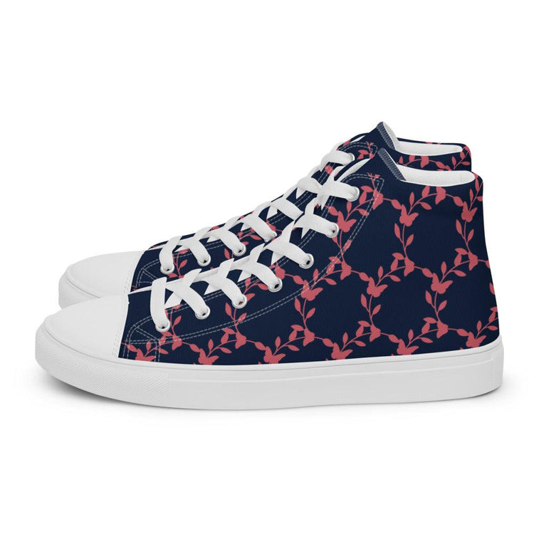 Red Vines on Black Men’s High Top Canvas Shoes - MessyBunFun - Your Destination for Stylish Unisex Clothing, Tops and bottoms - MessyBunFun.com