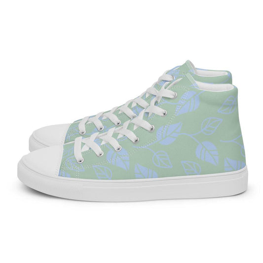 Monstera Blue Men’s High Top Canvas Shoes