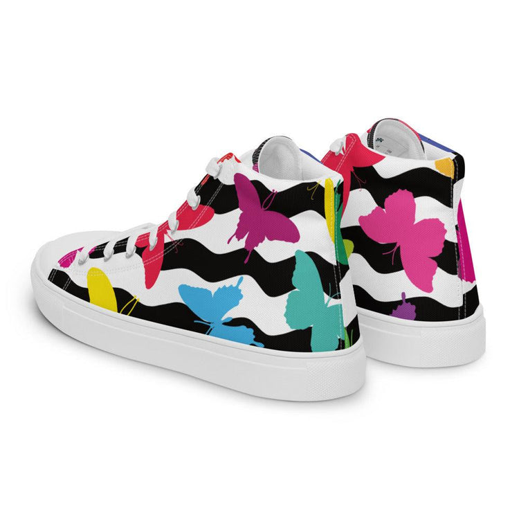 Butterfly Zig Zag Men’s High Top Canvas Shoes - MessyBunFun - Your Destination for Stylish Unisex Clothing, Tops and bottoms - MessyBunFun.com