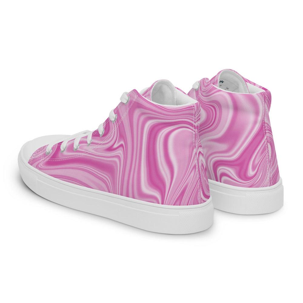 Pink Watermark Men’s High Top Canvas Shoes