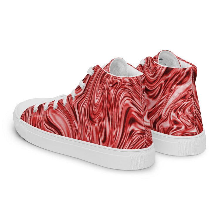 Red Marble Men’s High Top Canvas Shoes