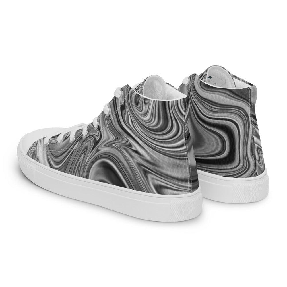 Black Marble Men’s High Top Canvas Shoes