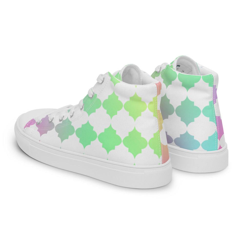 Moroccan Madness Men’s High Top Canvas Shoes - MessyBunFun - Your Destination for Stylish Unisex Clothing, Tops and bottoms - MessyBunFun.com