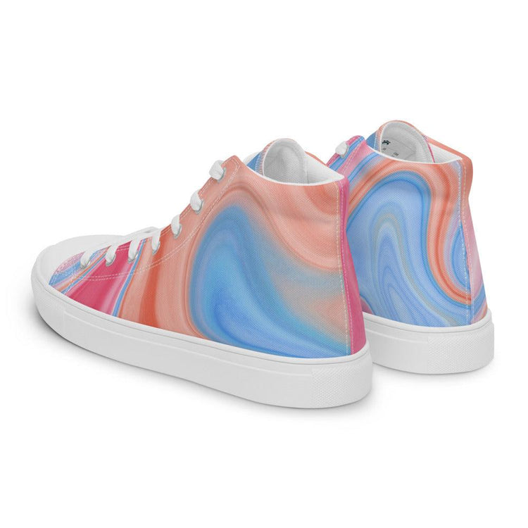 Tie-Dye Blue Orange Men’s High Top Canvas Shoes - MessyBunFun - Your Destination for Stylish Unisex Clothing, Tops and bottoms - MessyBunFun.com