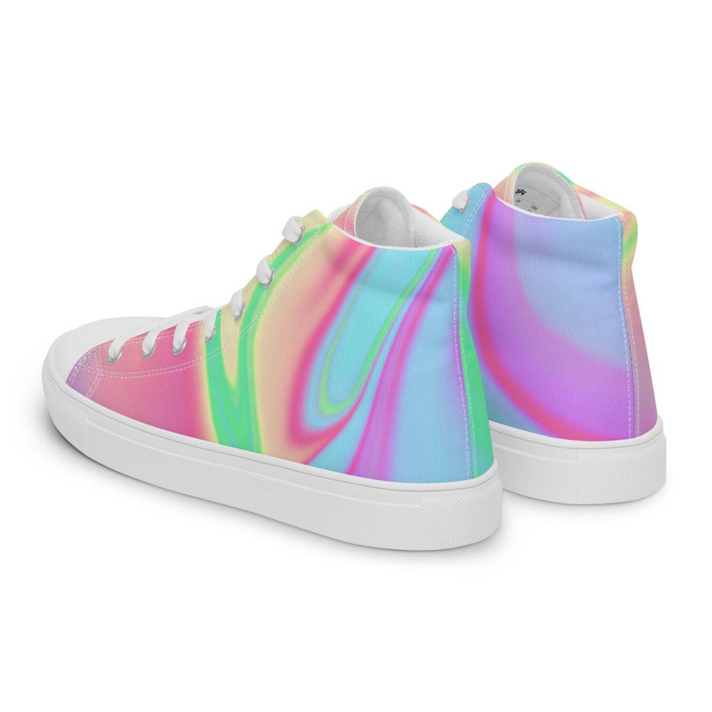 Tie-Dye Multi Swirl Men’s High Top Canvas Shoes - MessyBunFun - Your Destination for Stylish Unisex Clothing, Tops and bottoms - MessyBunFun.com