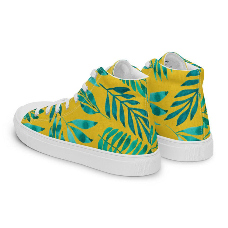 Tropical Gold Men’s High Top Canvas Shoes - MessyBunFun - Your Destination for Stylish Unisex Clothing, Tops and bottoms - MessyBunFun.com