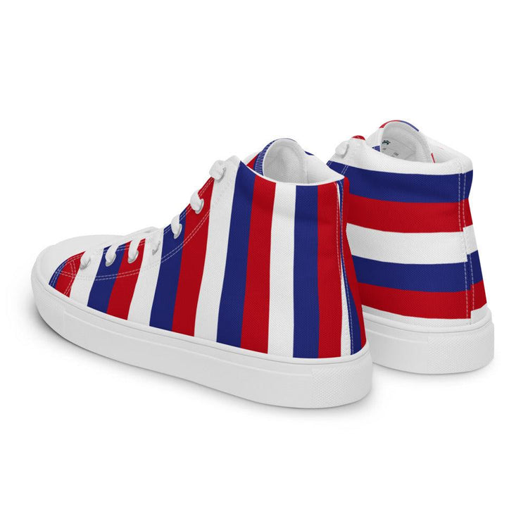 Stripes and More Stripes Men’s High Top Canvas Shoes - MessyBunFun - Your Destination for Stylish Unisex Clothing, Tops and bottoms - MessyBunFun.com