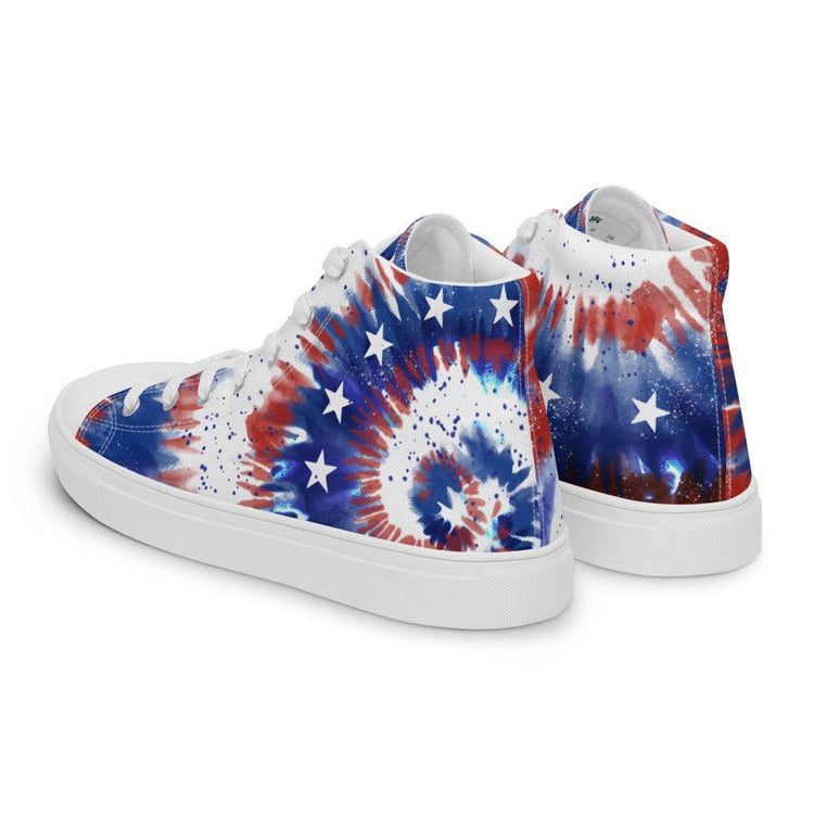 USA Tie-Dye Men’s High Top Canvas Shoes - MessyBunFun - Your Destination for Stylish Unisex Clothing, Tops and bottoms - MessyBunFun.com