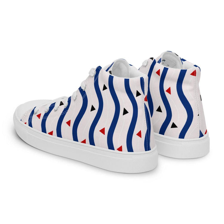 Triangle and Waves Men’s High Top Canvas Shoes - MessyBunFun - Your Destination for Stylish Unisex Clothing, Tops and bottoms - MessyBunFun.com