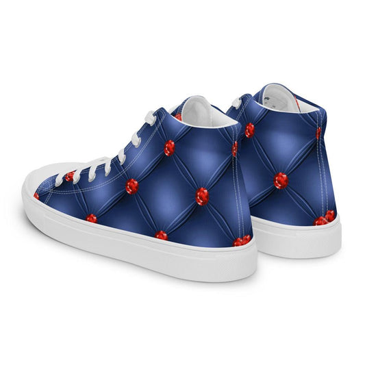 Blue Diamond Tuck Men’s High Top Canvas Shoes - MessyBunFun - Your Destination for Stylish Unisex Clothing, Tops and bottoms - MessyBunFun.com