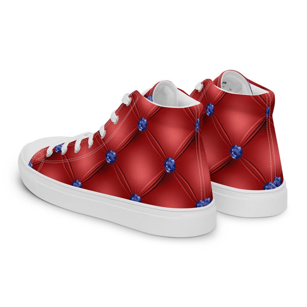 Red Diamond Tuck Men’s High Top Canvas Shoes - MessyBunFun - Your Destination for Stylish Unisex Clothing, Tops and bottoms - MessyBunFun.com