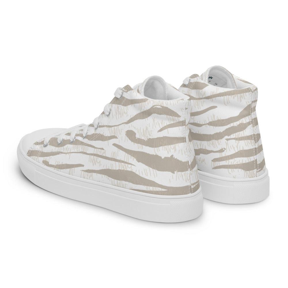 Muted Tiger Men’s High Top Canvas Shoes - MessyBunFun - Your Destination for Stylish Unisex Clothing, Tops and bottoms - MessyBunFun.com