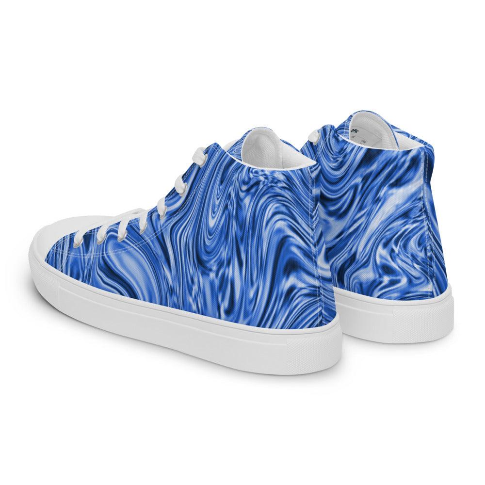 Blue Marble Men’s High Top Canvas Shoes - MessyBunFun - Your Destination for Stylish Unisex Clothing, Tops and bottoms - MessyBunFun.com